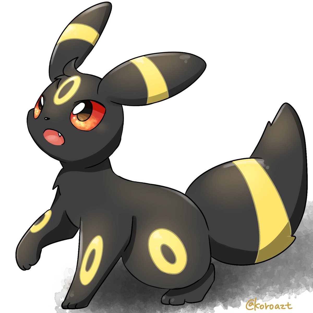 umbreon no humans pokemon (creature) solo open mouth fang full body white background  illustration images