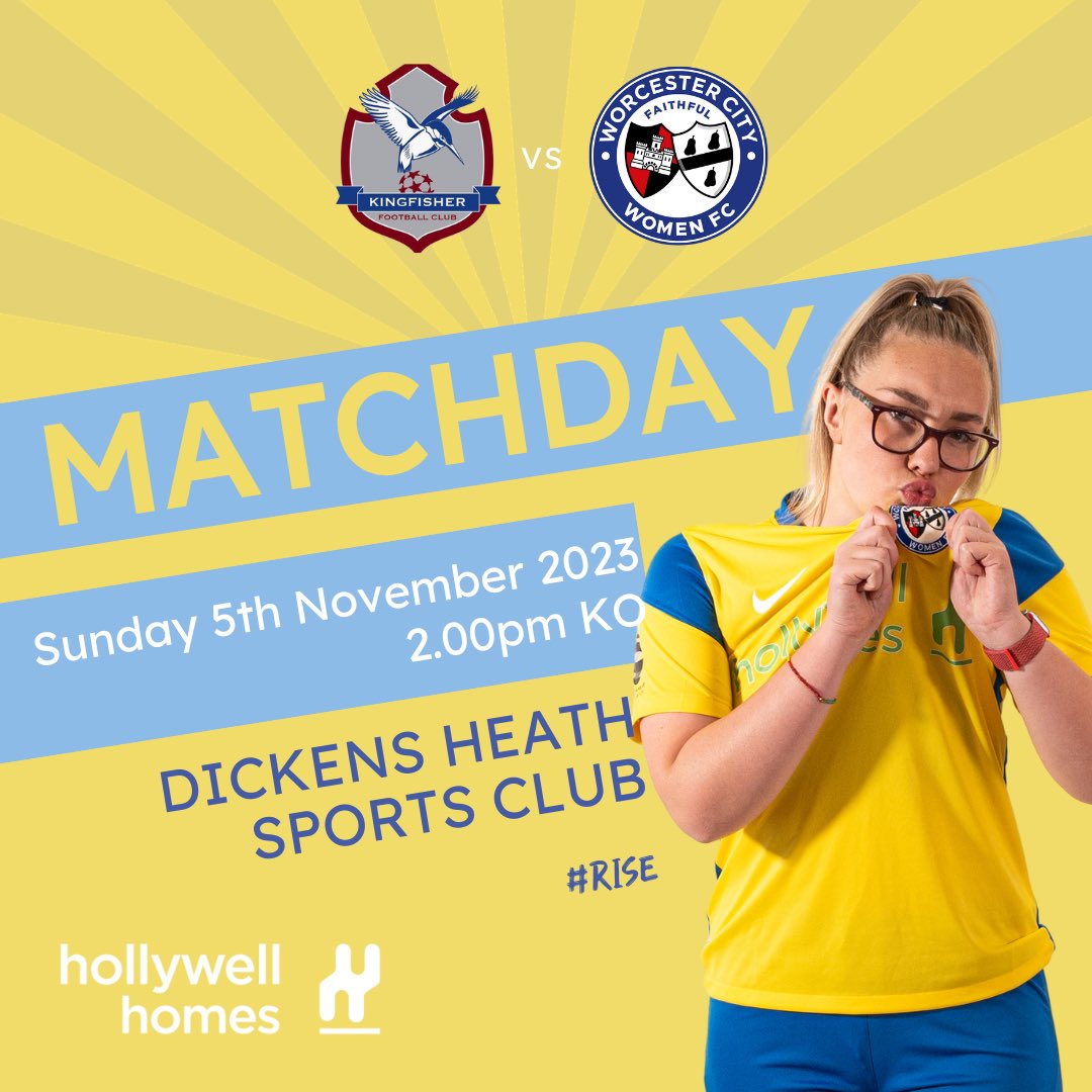 WCWomenFC's tweet image. It's MATCHDAY!

FIRST TEAM
🕑 1.00 pm
🆚 @RUWFC_Official (A)
🏆 @FACupWomens 1st Round Proper
🏟️ Roundwood Sports Club, S62 6LA
🎟 £3 -  Cash on the gate

DEVELOPMENT TEAM
🕑 2.00 pm
🆚 @kingfisherwomen (A)
🏟️ Dickens Heath Sports Club, B94 5NA

#WCWFC #RISE #WorcesterHour