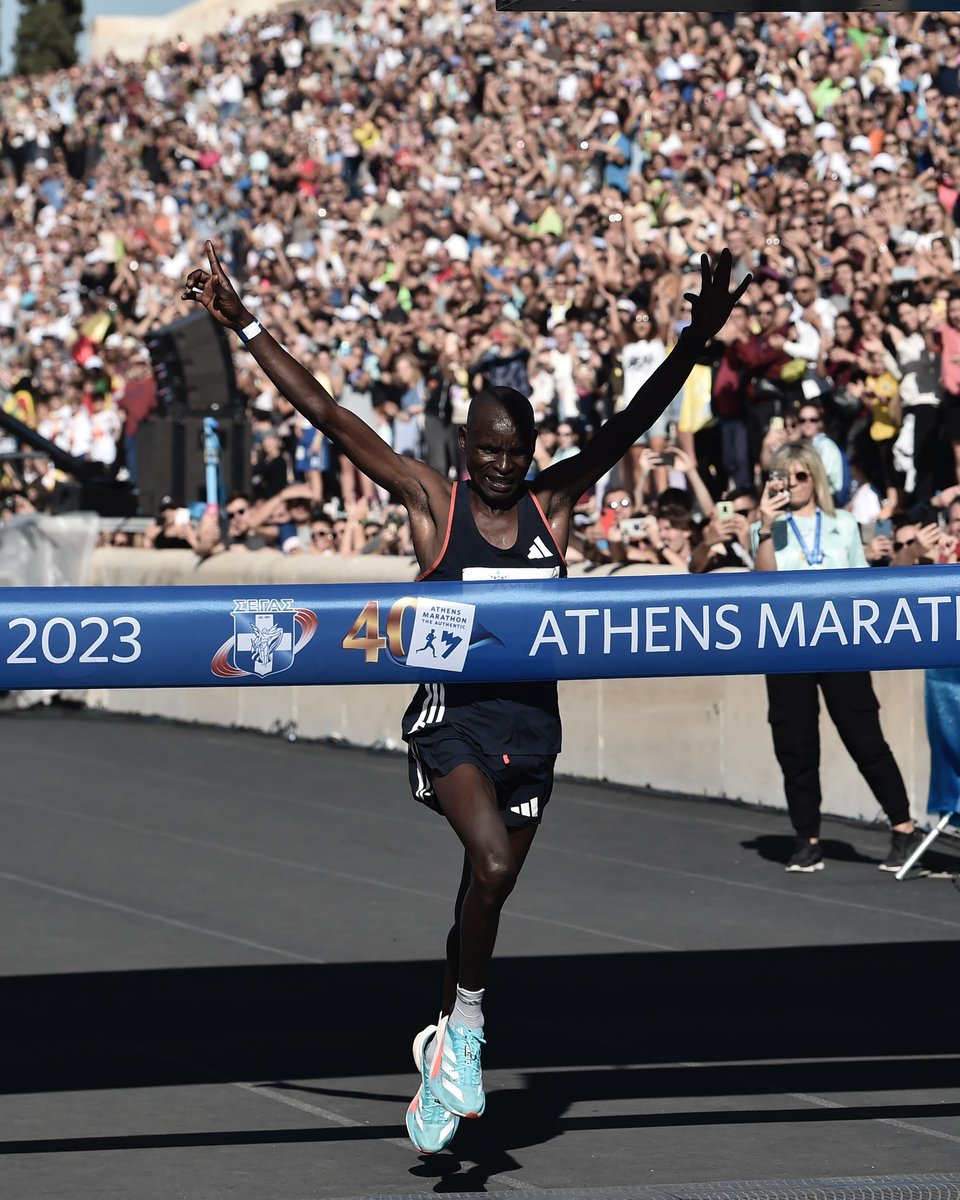 Edwin, welcome to Athens 😎🔥 With another marathon under his belt, Edwin Kiptoo is BACK. Striding over the finish line, he outran the competition for a winning final stretch. 👊 From Kenya to Athens, he’ll take it from here. 🤝 👟#Adizero Adios Pro 3 ⏱️ 2:10:34