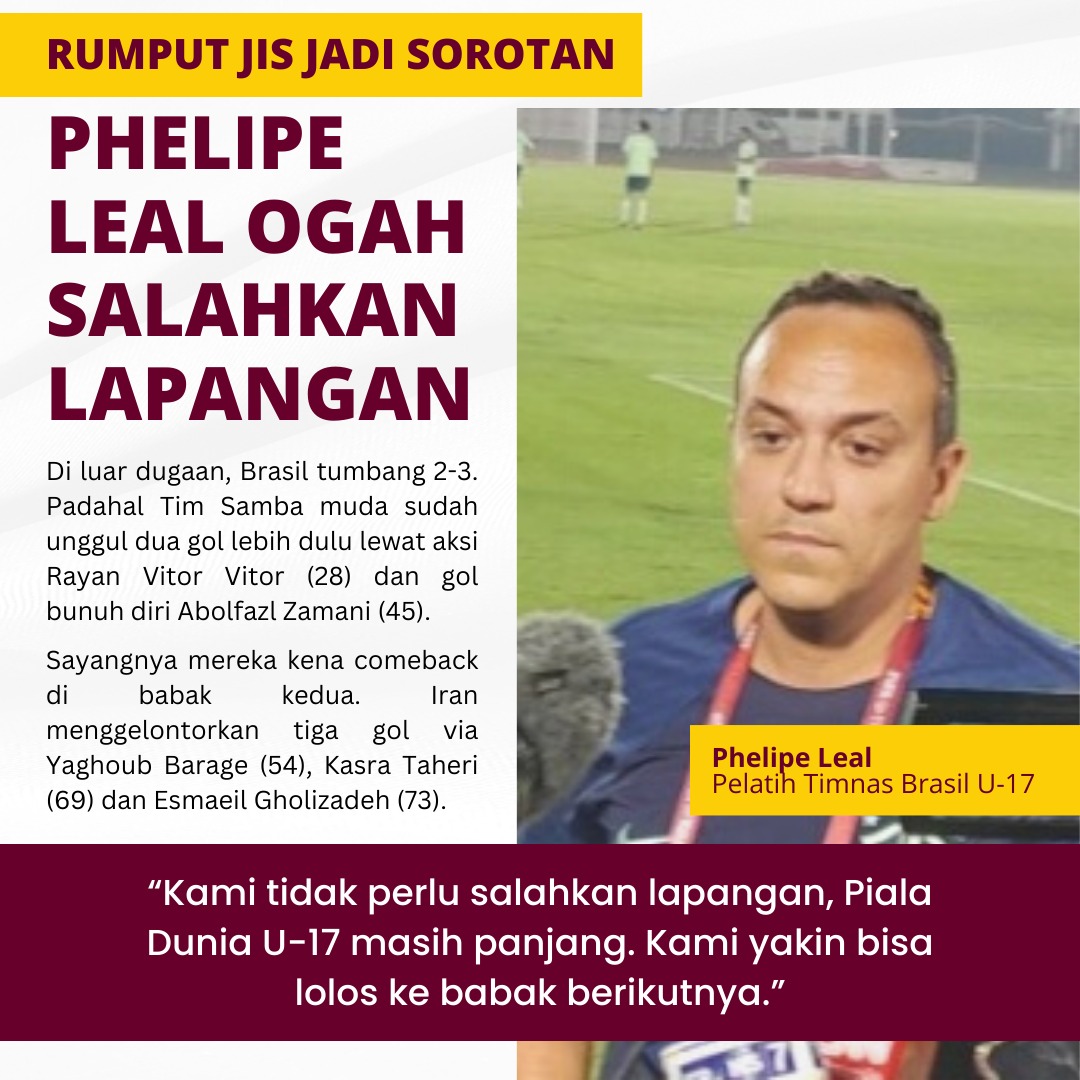 IndMatchday's tweet photo. Rumput JIS jadi sorotan, Phelipe Leal tidak ingin salahkan lapangan. Tiketnya bisa di order lewat https://t.co/rbhGQYZN9O #U17Mendunia #PialaDuniaU17 #WorldCupU17 #TiketU17 https://t.co/Do5BoYpr5r