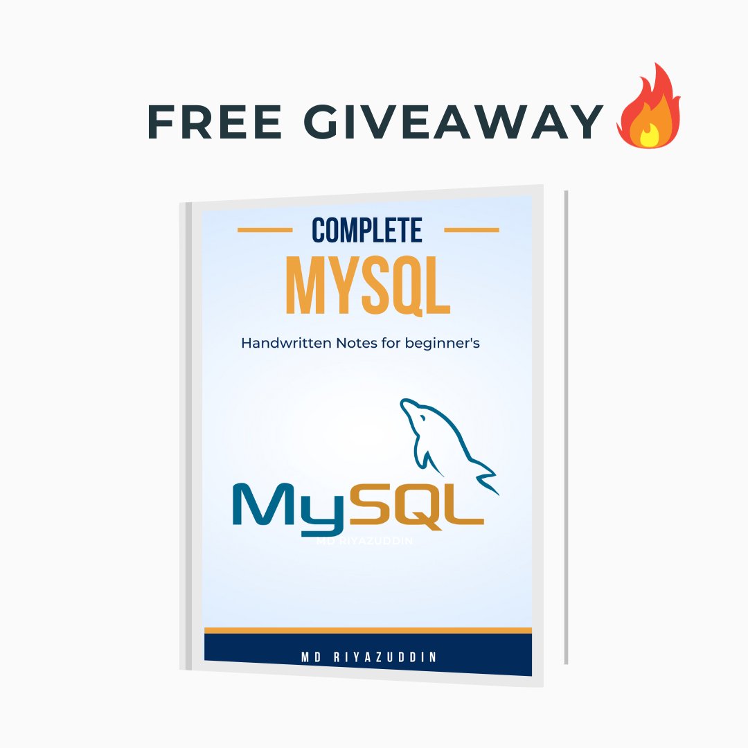 riyazmd774's tweet image. Unlock the simplicity of MySQL with this comprehensive guide 🤩
What you'll gain
🗺️ Roadmap for mastering SQL
📑 Handy SQL Cheatsheet
Don't miss out on making MySQL a breeze
Worth $23, but free 48 hours
To get it
1 Like & Repost
2  Reply "SQL"
3  Follow me (so I can DM)
#SQL