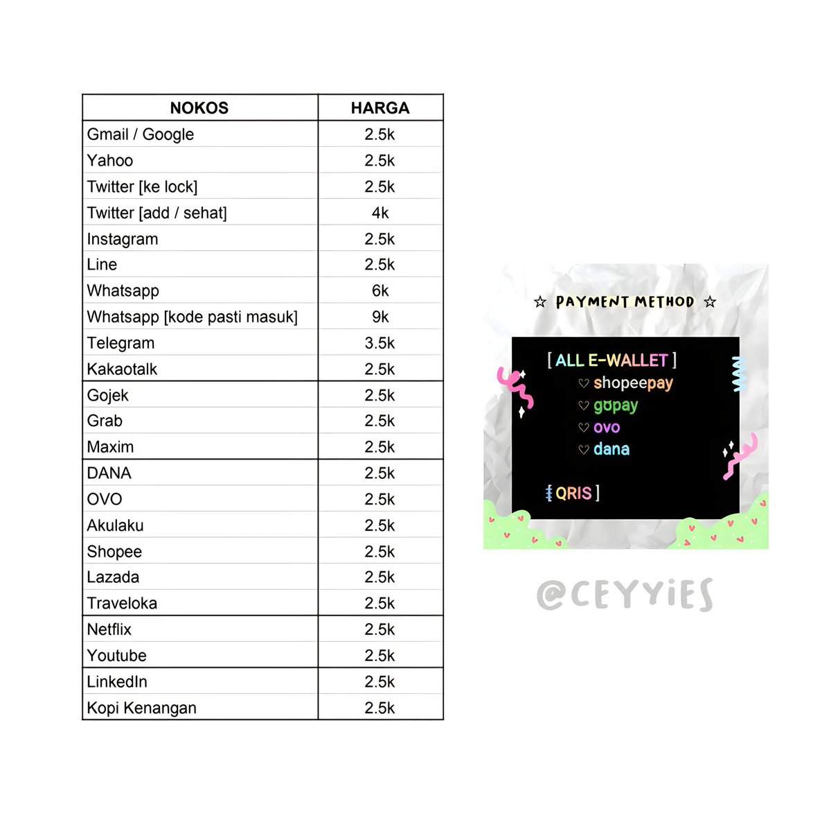 ✨️ NOKOS ✨️

💵  —  payment qris &amp; all e-wallet
💌  —  bit.ly/wa-ceyaa for fastresp 𔘓

t. jual beli verif twitter twt gmail google line ig wa tele kakao gojek grab dana ovo shopee all apps nongar #zonauang #zonajajan
