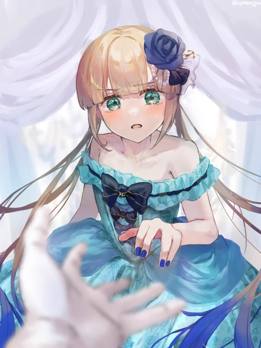 頑張って描いたから語らせて この絵全体で見たらザ・乙女な感じだけど襟のフリルの上部分だけ切り抜くと結構少年っぽい体つきになるところが好き