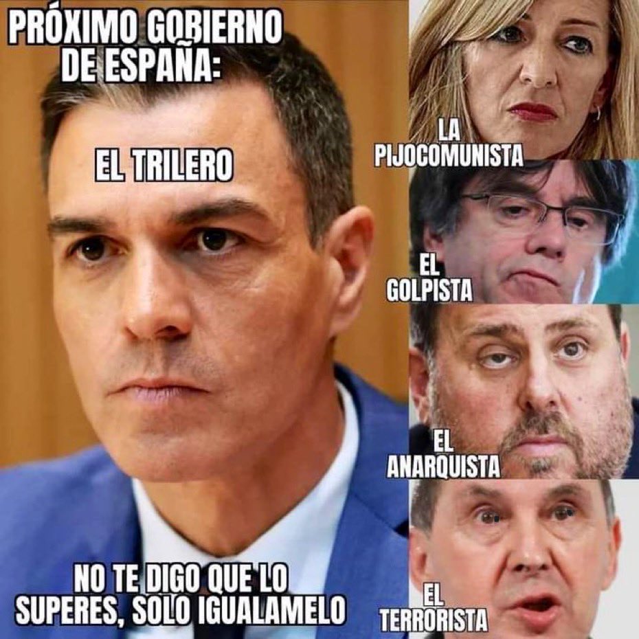 CapitnEspaa10's tweet image. #PedroSanchez acaba de #DUPLICAR el #DÉFICIT de #ESPAÑA para ser #PRESIDENTE 

Pero TÚ no te quejes y trabaja para los #CUPOS #CATALÁN y #VASCO 

@dreynders @EU_Justice @EUProsecutor @EU_Commission @VeniceComm
 @EP_President @Europarl_EN @EUCourtPress @IntlCrimCourt