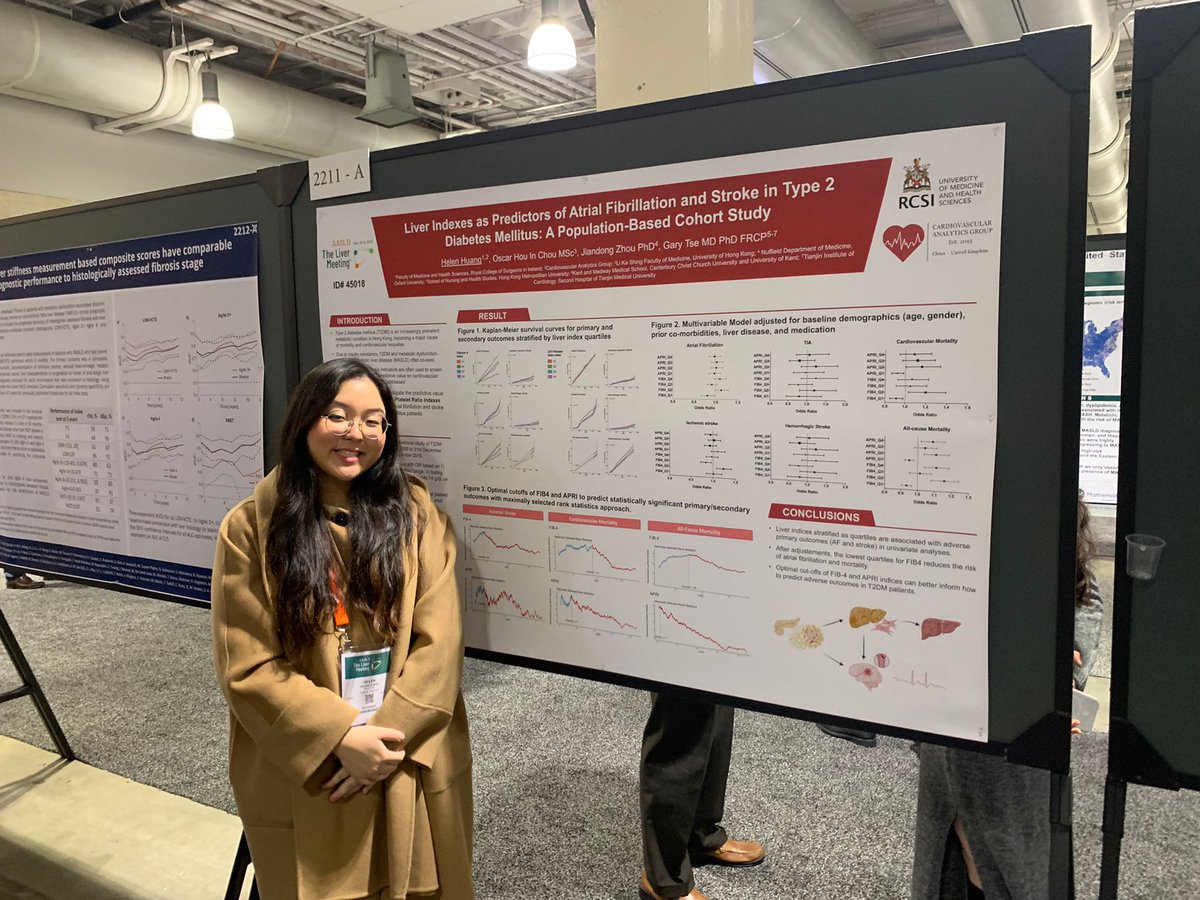 Our team member Dr Helen Huang talks about the use of liver indices to predict AF and stroke in diabetes. Presented at the Liver Meeting in Boston. @AASLDtweets @AASLDFoundation @cvanalytics2015 @HealthcareAI_UK @GaryTse1 @jia