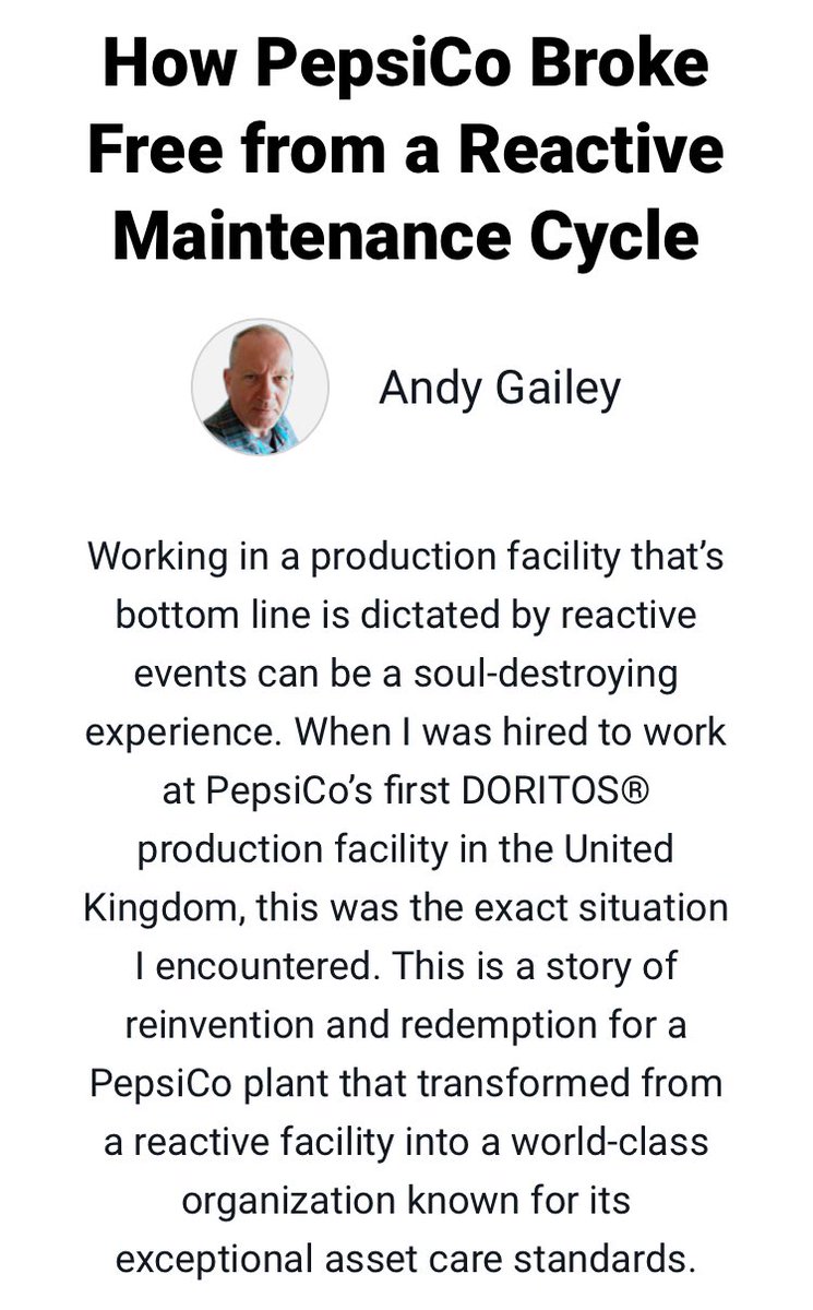 If you are a #maintenance professional and don’t follow <a href="/NoriaCorp/">Noria Corporation</a> or subscribe to #ReliablePlant magazine what are you doing!🧐 
You’re missing out people🙏

reliableplant.com/Read/32405/pep…