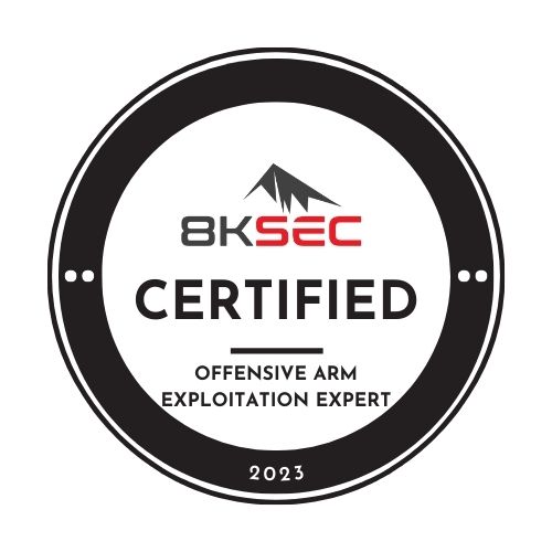 8kSec's tweet image. Master ARM64 exploitation domains with our industry-leading Offensive ARM Exploitation Expert (OAEE) Certification for security professionals. Register today and get certified! 8ksec.io/oaee/ #ARM #ARMExploitation #OAEE