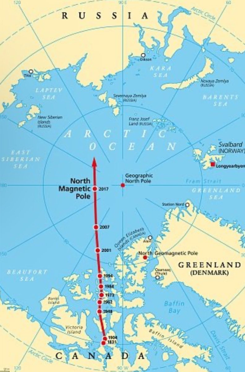 vincentgaudin's tweet photo. ❔❓ Quelqu'un m'explique la différence entre les pôles nord "magnétique" et "géomagnétique" ?
cf cette carte
#geophysique https://t.co/cdYTW08tMg