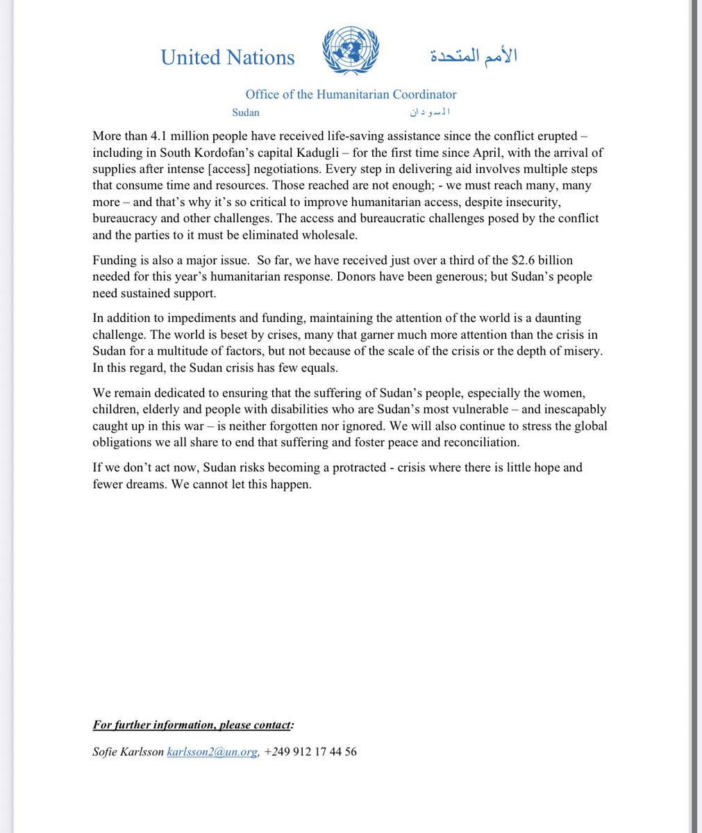 Speaking at a conference earlier this week - the UN Humanitarian Coordinator for Sudan, Clementine Nkweta-Salami, said “We keep saying that the situation is horrific and grim, but frankly, we are running out of words to describe the horror of what is happening in Sudan”