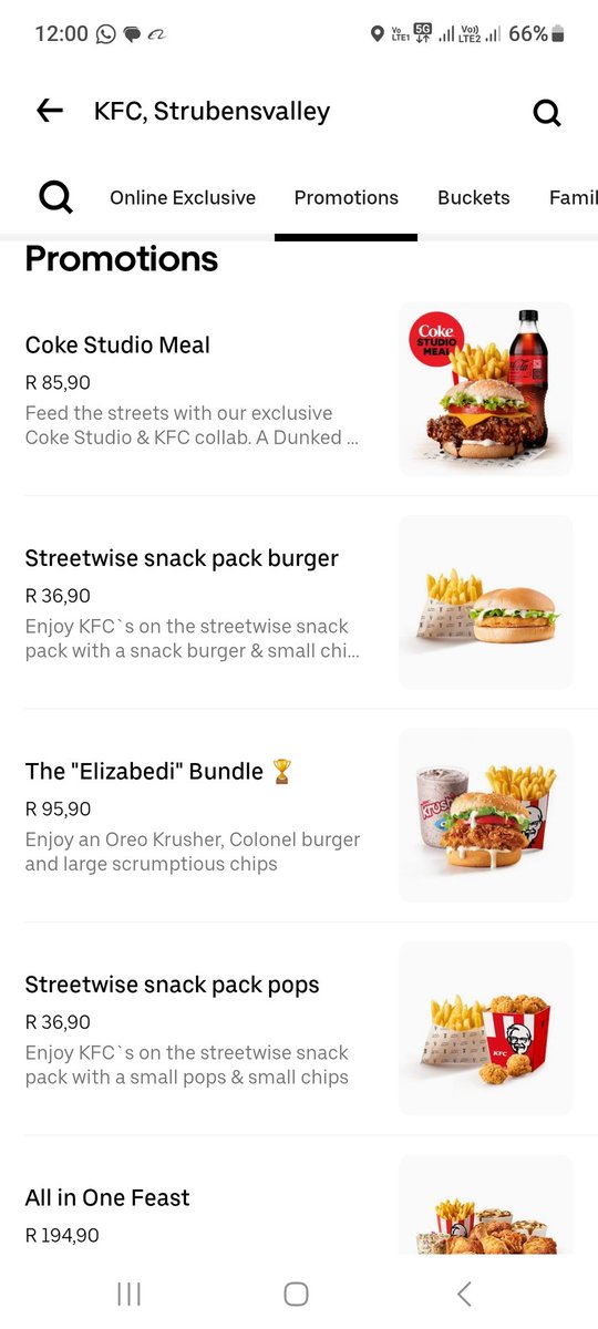 kabelosen's tweet photo. @KFCSA Why this Elizabedi bundle R95 ...i added on my busket at this cost more that adverted... https://t.co/Y98O3reJ6q