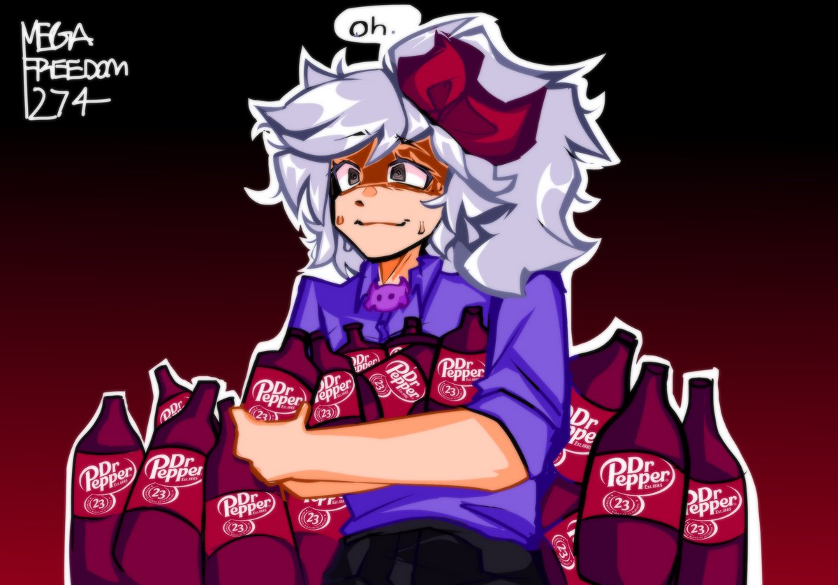 MegaFreedom1274's tweet photo. completed commission for @Its_Alibi of them being surrounded by an ungodly amount of dr pepper (true to life) #ArtistOnTwitter https://t.co/4qgdNDRc03