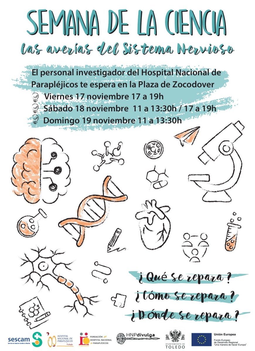 HNPdivulga1's tweet photo. Cogiendo fuerzas para la gran semana que nos espera: #JornadaCientificaHNP y #SemanadelaCiencia , donde compartiremos nuestros avances científicos del año, y acercaremos la #ciencia a todos en la plaza de #Zocodover de Toledo.
@HNParaplejicos @toledoayto @idiscam @SanidadCLM https://t.co/55PXPSwOuK