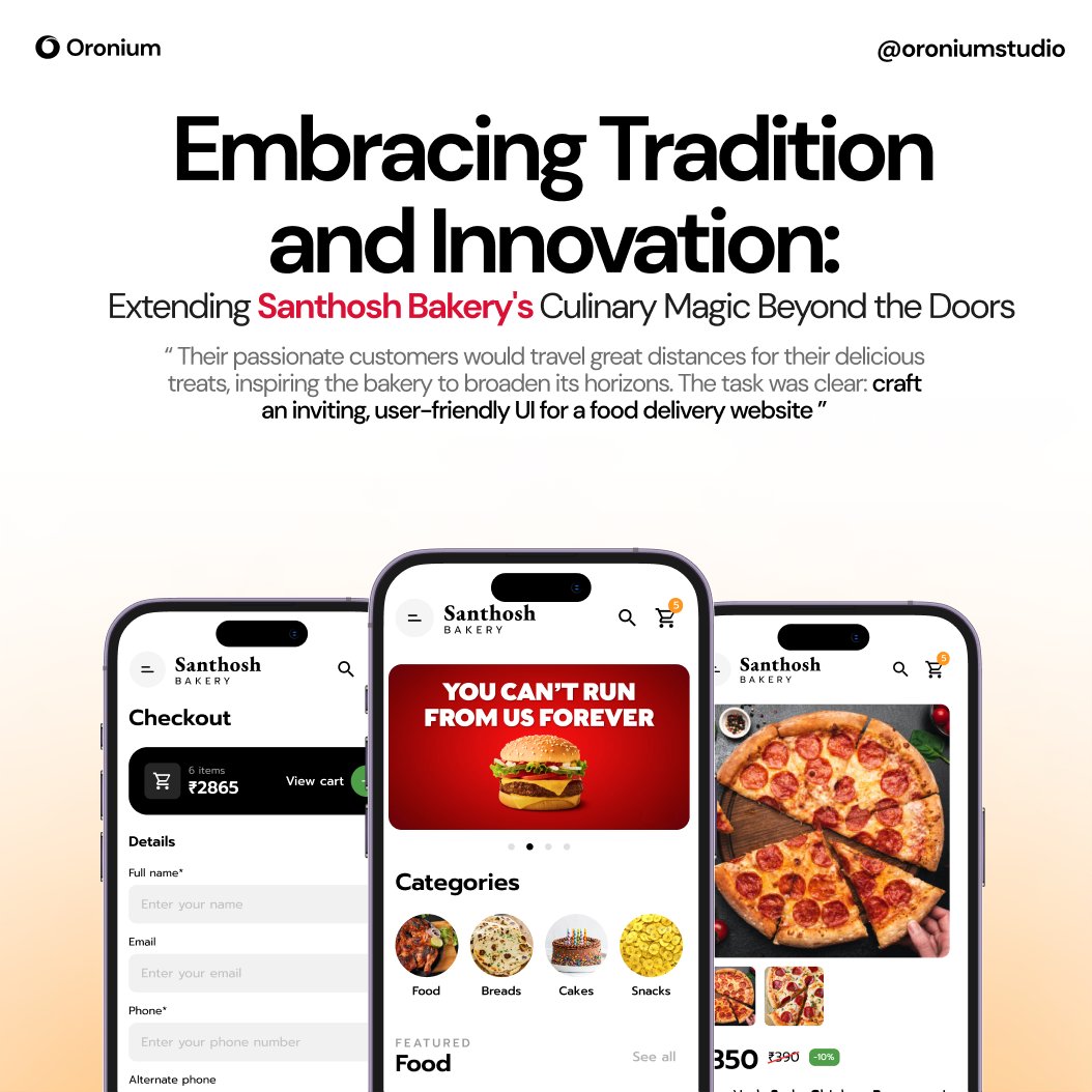oronium's tweet photo. Taste of design from Oronium:

We have successfully crafted the best UI/UX for Santhosh Group Bakery, mirroring the deliciousness of the food they serve.

Art | Design | Solution 
https://t.co/ceBgyasgaJ

#ux #ui #producthunt #dev https://t.co/qVWKfk3XTE