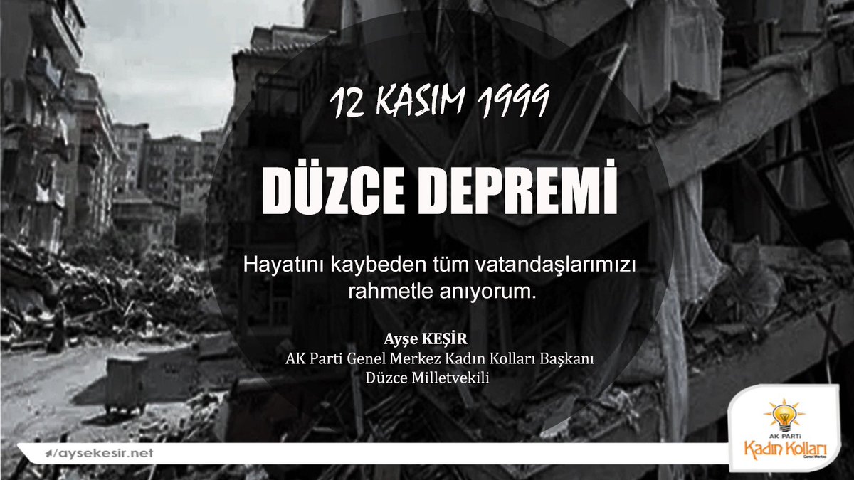aysekesir's tweet photo. 24 yıl önce bugün yaşadığımız acıyı, yıkımı unutmamız mümkün değil. 

Yüzde 83’ü zarar gören şehri yeniden imar ettik, depreme hazırlıklı illerden biri haline geldik. 

#Deprem’de yitirdiğimiz canları rahmetle anıyorum. Rabb’im milletimizi, ülkemizi tüm afetlerden korusun. 

#Düzce #12Kasım1999