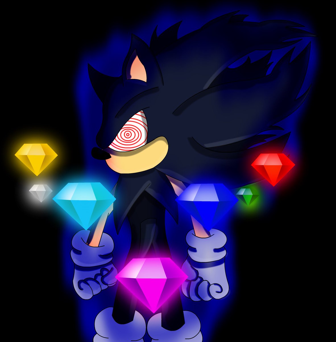 Gotta keep everyone happy (x5) (tries maintaining everything to keep friends happy) (everything goes wrong and she snaps) screams of frustration)(transforms into dark Fleetway Sonica) Sonica:… (flies off laughing chaotically)