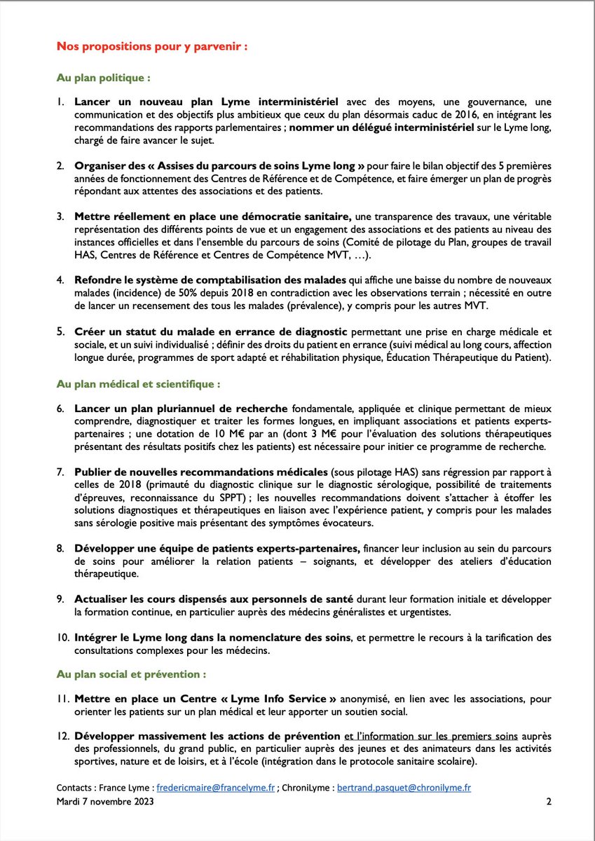 ChroniLyme's tweet photo. 🔵🔴 Le Plaidoyer de l'association ChroniLyme, un texte fort résumant nos propositions &amp; attentes dans ts les domaines concernant la maladie de #Lyme &amp; la situation des patients. Co-signé avec @francelyme avec laquelle nous faisons équipe ds le domaine de la politique sanitaire. https://t.co/cGc8WeAtye