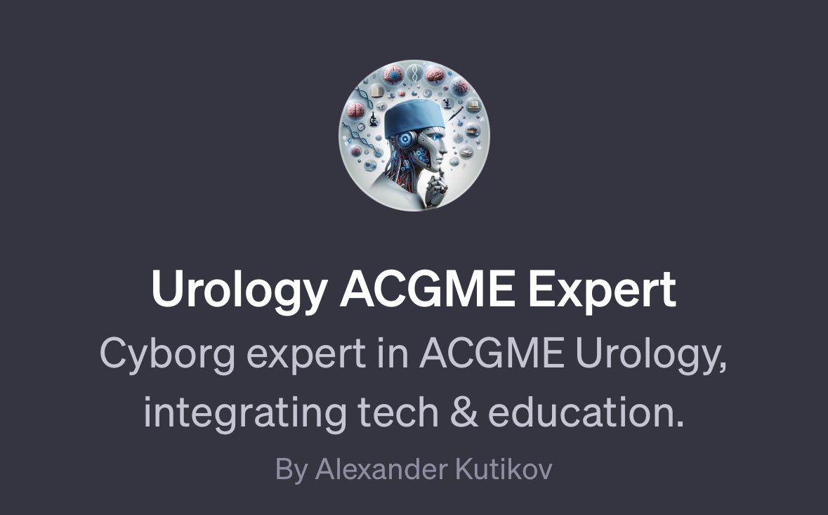 Messed around with the new <a href="/OpenAI/">OpenAI</a> personalized GPTs feature, while flying from #IKCSNA23 🤩 

Made this Urology ACGME Expert GPT.🤯 Here’s the tweet it made for me:

"Digging through ACGME urology PDFs used to be tough, but not anymore! 📚 Meet the Urology ACGME Expert GPT, your