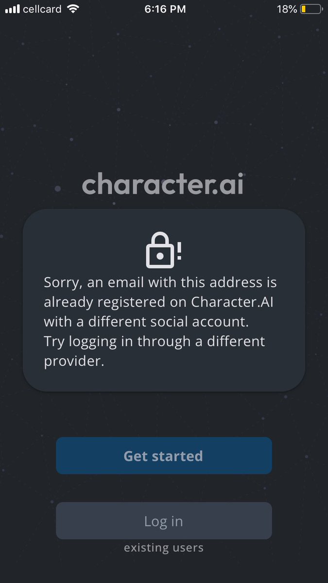 omni504's tweet photo. Character AI what is happening? I left the app to go on discord and then this suddenly happened
Can anyone pls explain (I didn’t log out or anything so idk what happened) https://t.co/cr2OcjJeIP