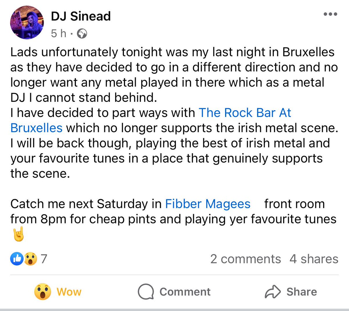 RMcGreevy1301's tweet photo. House private, no flowers, wear black garb obviously, the end of an epoch is at hand. @BruxellesBars how could you do this to a persecuted musical minority? #metalrules https://t.co/jlbVRLFIuO