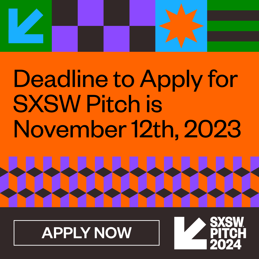Today is the day...a few hours left so hurry up!
Innovative startups - pitch @ SXSW PITCH 2024. Showcase your tech product or service startup to get noticed &amp; networked in front of industry leaders, investors &amp; media. #SXSW  lnkd.in/deVcfQtG.