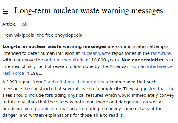 Long-term nuclear waste warning messages - Wikipedia