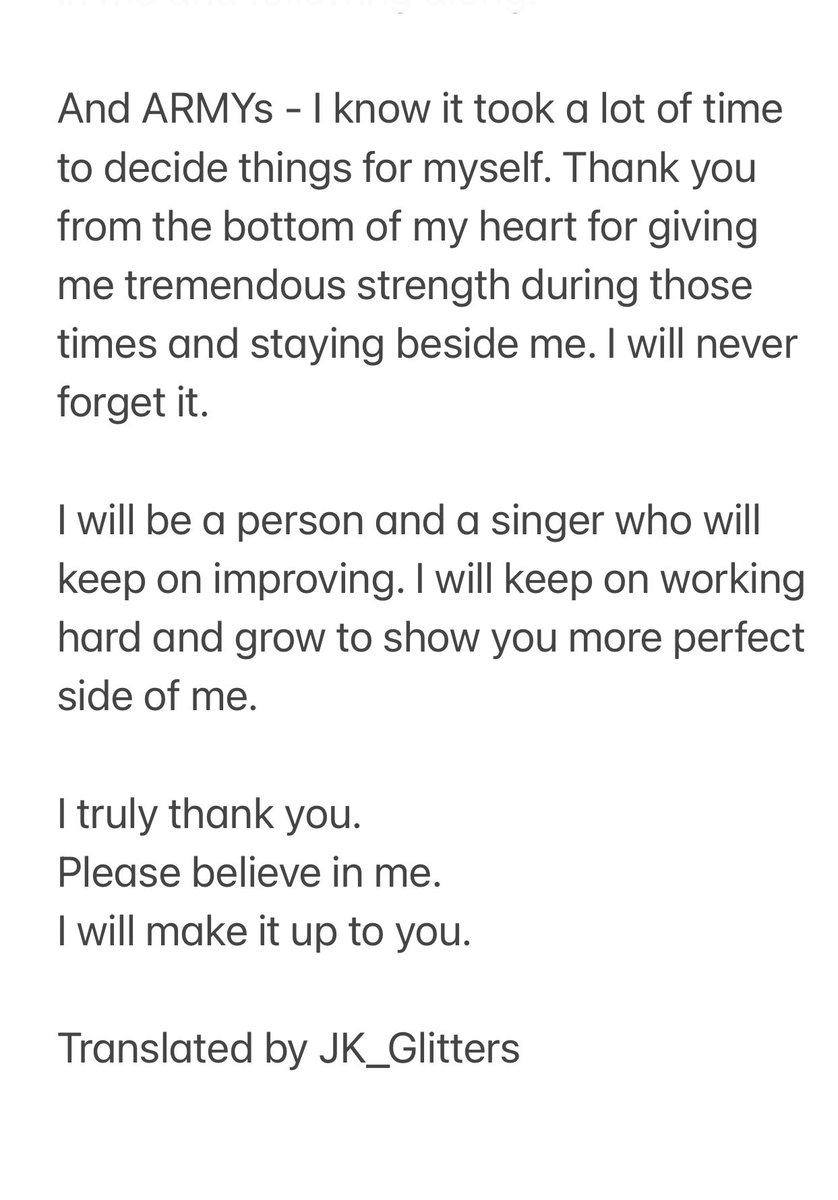 It might be a bit late but finally took some time to translate Jungkook’s THANKS TO note in Golden🥹 I’m immensely proud of Jungkook and I’ll always be there to give him the loudest cheers 💜