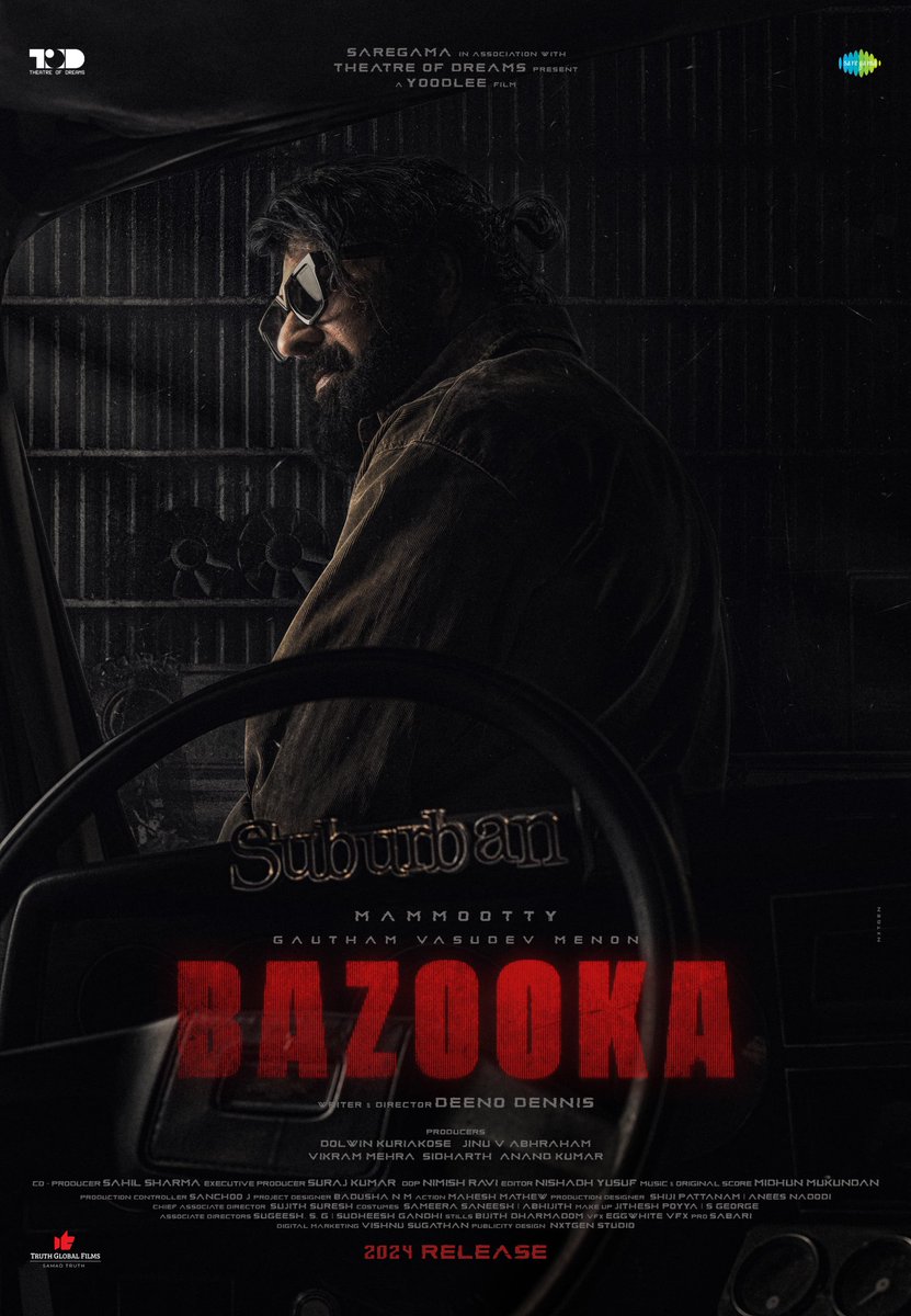 #Bazooka : Second Look Poster 💥📷

#Mammootty | #GauthamVasudevMenon | #SumitNavel | #SidharthBaratan | #MidhunMukundan |#DennoDennis   

In Cinemas Soon!!