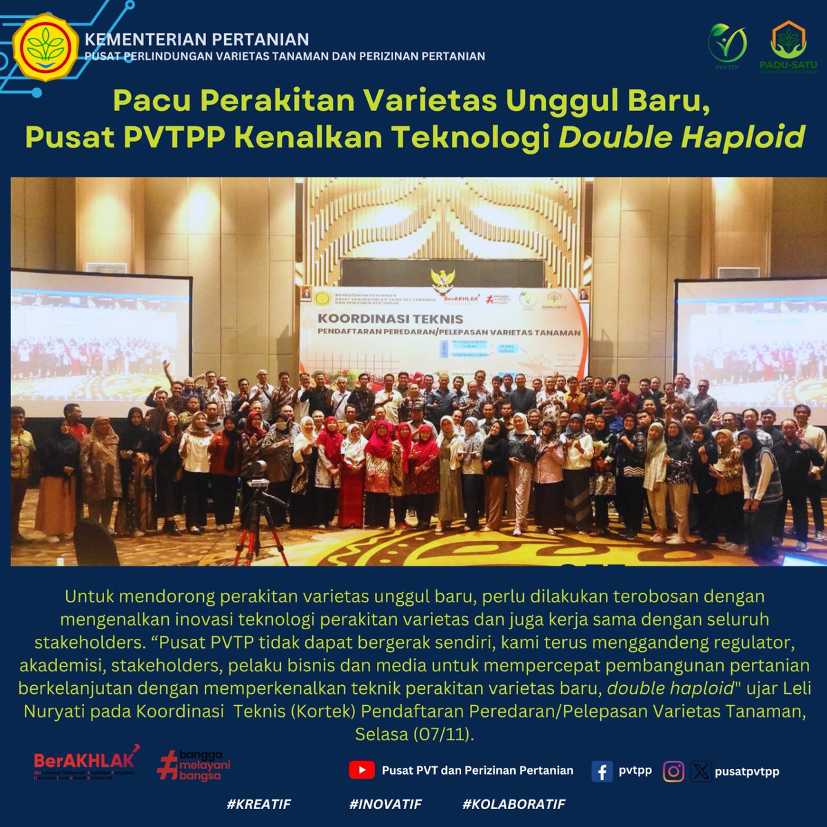 pusatpvtpp's tweet photo. #sobatpvtpp Pusat PVTPP kenalkan Teknologi Double Haploid https://t.co/1cDZqF8bpa
