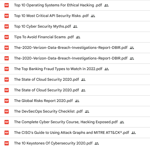 A Drive Full of Cyber Security FREE PDF Resources.

Drive Link:
drive.google.com/drive/u/0/fold…

#CyberSecurity #cybersecurityadvisory