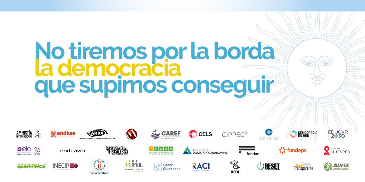 🇦🇷 LA DEMOCRACIA SE MEJORA CON MÁS DEMOCRACIA 🇦🇷

Democracia es mucho más que ir a votar y elegir autoridades periódicamente. ⤵️🧵

#CIPPEC #democracia #Elecciones2023