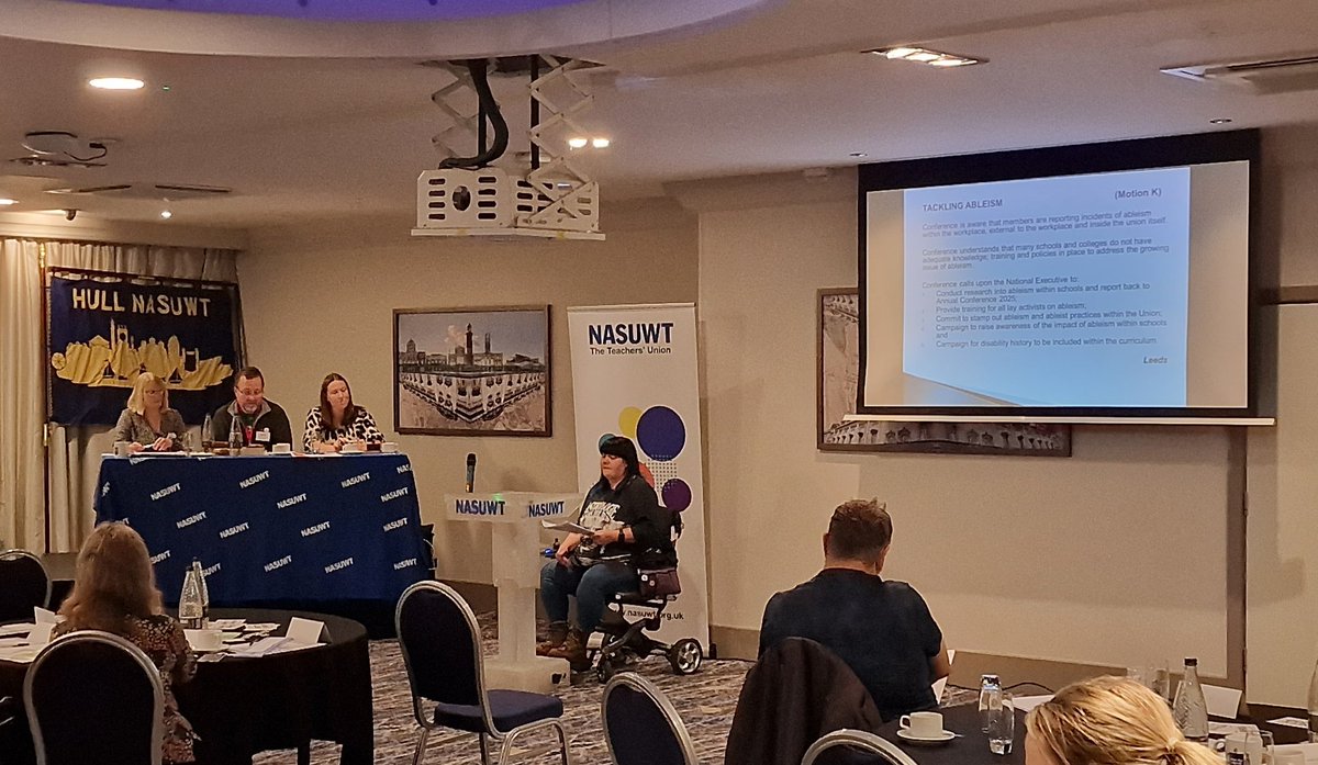 Kathryn Downs  from our Leeds Association raising the issue of ableism within the workplace. #NASUWTYHRC23 #NASUWT