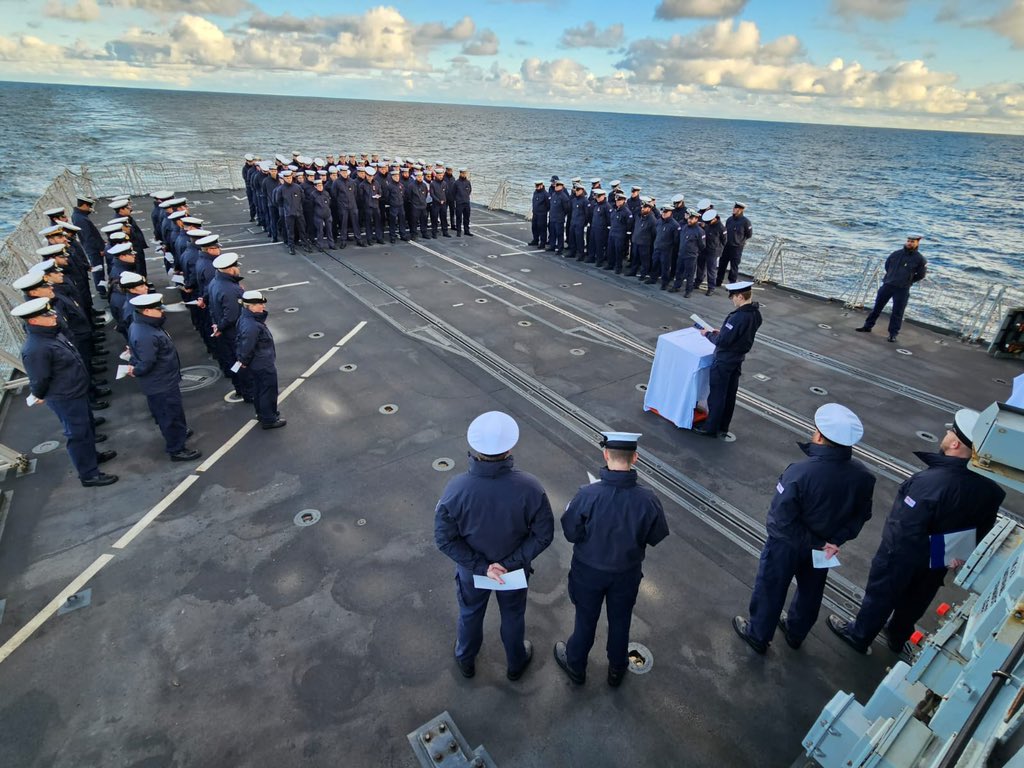 A service of #Remembrance held at sea allowing the Ships Company to mark the occasion and pay their respects @royalnavy #WeWillRememberThem #LestWeForget2023