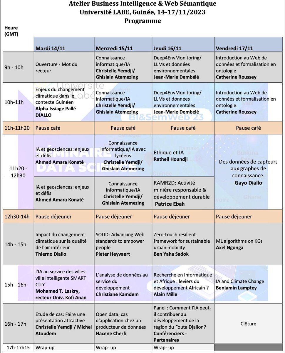 BISemWeb's tweet image. Le programme pour notre évènement de #Labe est disponible sur notre site web. On est presque prêt pour quatre jours d&apos;activités dans cette superbe ville du #foutadjallon. Les détails ici bisemweb.fr/prog. #bisemweb23 #ai4africa #Guinee