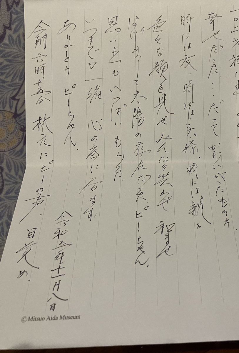 皆さん心優しいコメント有難うございました！コメント見て涙腺崩壊してます😭
実際に体験してる方もいらっしゃるみたいで、貴重なお話聞けて嬉しいです。

あれから祖母がぴーちゃん宛に手紙を書いてくれたみたいです。読めないだろうけど想い伝わってくれるといいな🐤🌈