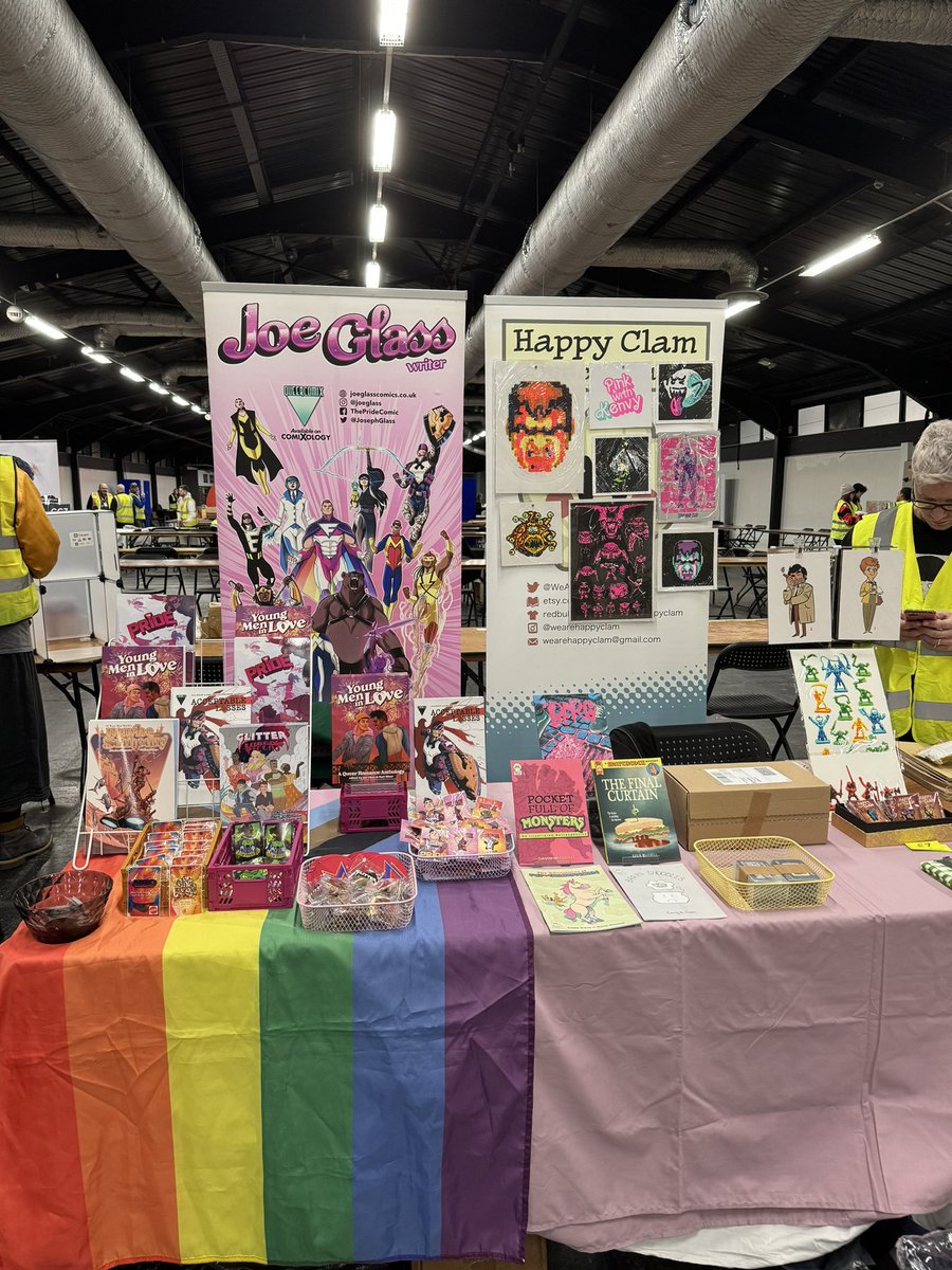 JosephGlass's tweet photo. Thought Bubble Day 2!
I have just two copies of YOUNG MEN IN LOVE left!
Everything else on my table is HALF PRICE!
Come and grab some #LGBTQ inclusive comics awesomeness today!
Last chance until 2025!!!
#TBF23 #Thoughtbubble https://t.co/WVOVjcXJyf