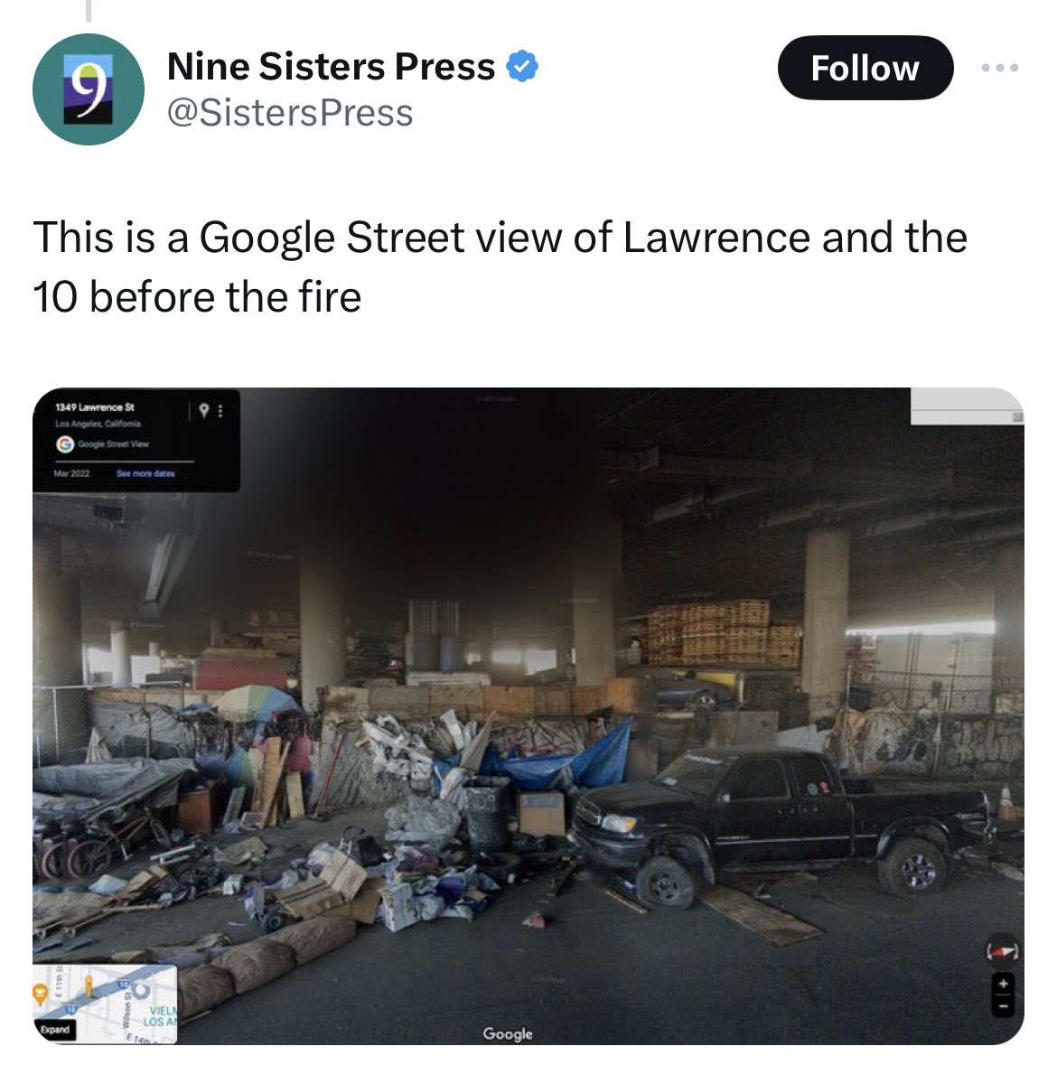 Everyone is trying to ignore the massive homeless encampment under the 10 Freeway before the major “debris fire” that happened this weekend