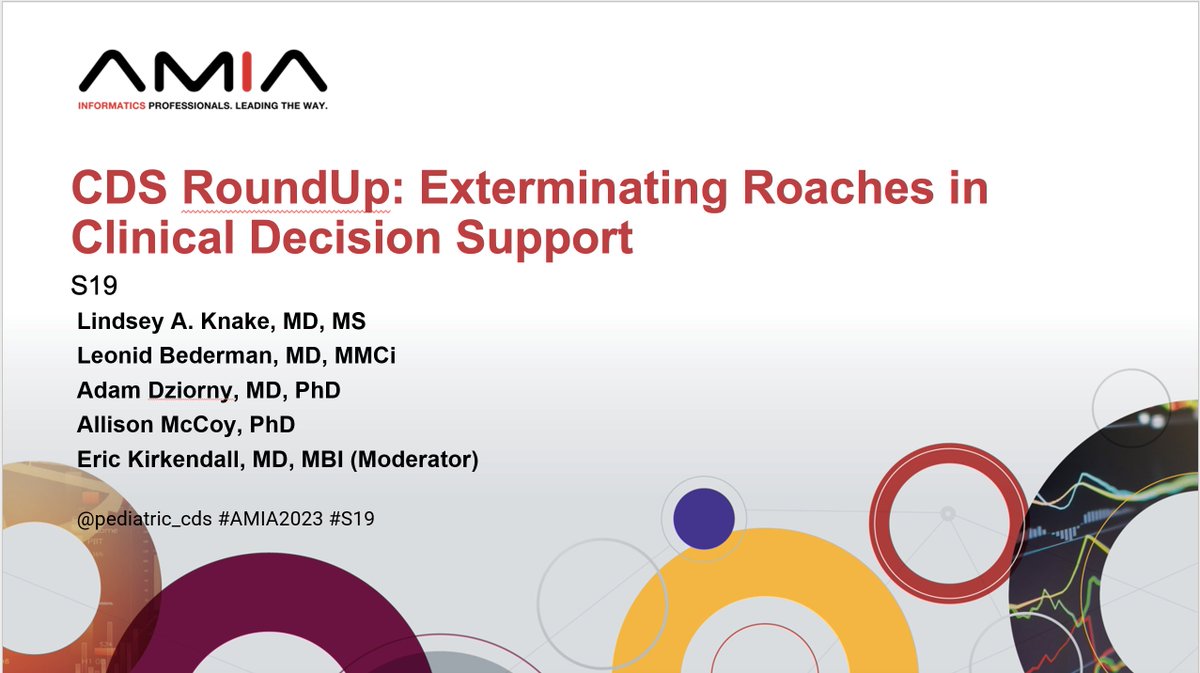 So Excited for our slides for S19 on Monday at 10:30 CDS RoundUp: Exterminating Roaches in CDS with @pediatric_cds There will be many cool AI generated cockroach slides! Join the talk to learn about exterminating bad CDS and many cockroach facts! #AMIA2023