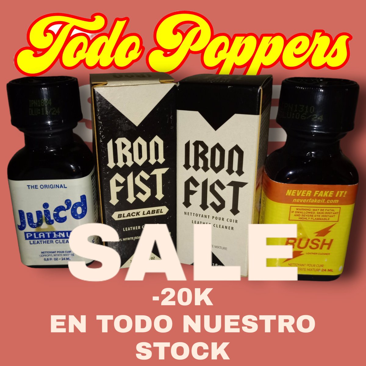 Recuerden que tenemos todo nuestro stock en promoción, así que no pierdas la oportunidad de probar los mejores aromas del mundo siempre a tu alcance <a href="/TodoPoppers/">TodoPoppers</a> 20mil pesos de descuento en todas las referencias 🥳🥳🥳
