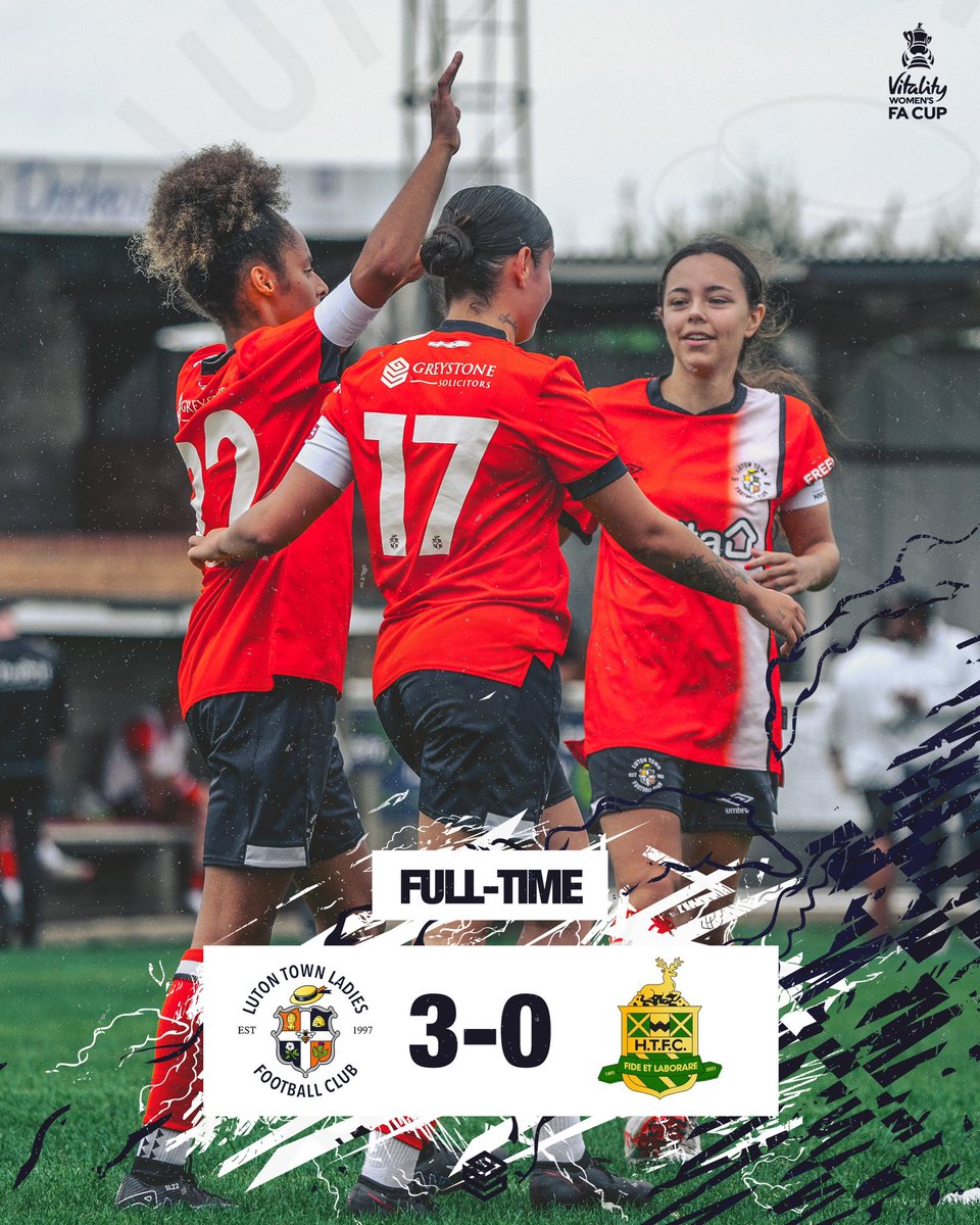 And we’re into the next round! 🏆🧡 FT LUT 3 - 0 HAR! Goal scorers <a href="/Maddley3/">Leyah</a> ⚽️ Gabs ⚽️⚽️  

📸 Duncan Jack
Sponsored by <a href="/GreystoneSols/">Greystone Solicitors</a> 

#WeAreTheLadies #COYH #LutonTown #FACup