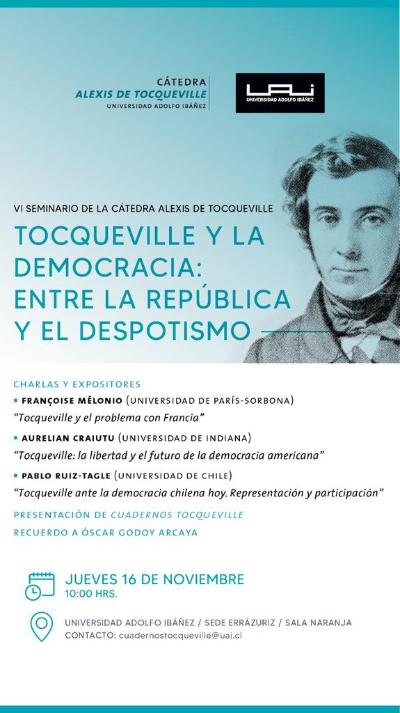 Este jueves 16 de noviembre a las 10 AM, la Cátedra Alexis de Tocqueville de la @UAI_CL invita a un nuevo seminario internacional, el que será en honor de su director, el Profesor Oscar Godoy (Q.E.P.D). Inscripciones en: tfgk1r7mnf.preview-postedstuff.com/V2-aBxk-ZxrlR-…