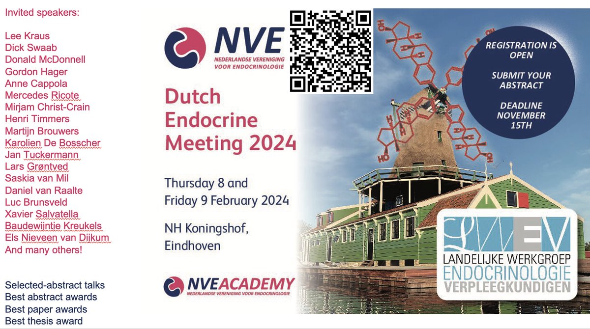Register now for the Dutch Endocrine Meeting, feb 8-9 2024! Amazing speakers, great science, lots of opportunity to network and meet your colleagues! congres.nve.nl/conference/dut…