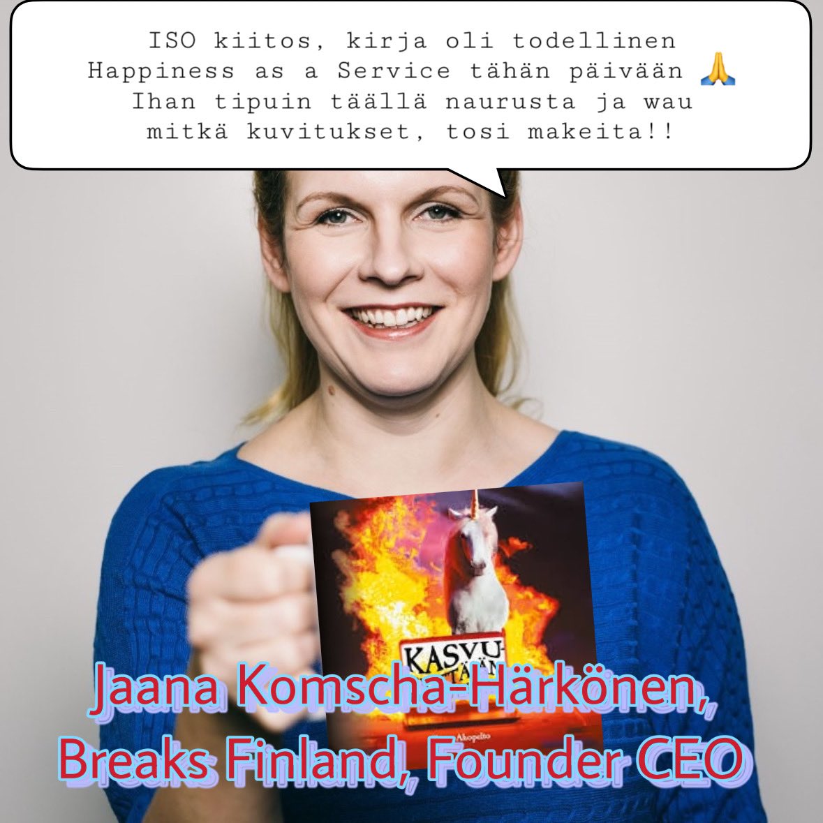 Palautetta yrittäjältä - <a href="/JaanaKom/">Jaana Komscha-Härkönen</a>, joka tuo onnellisuutta maailmaan <a href="/BreaksFinland/">Breaks Finland Ltd</a> -startupin avulla. Hanki oma Kasvuyrittäjän runokirja I linkistä tai yv minulle. kasvuyrittajan-runokirja.myshopify.com