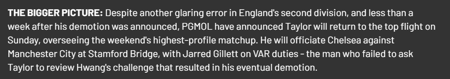 Anthony Taylor and Jarred Gillett on Var Tonight is the biggest Joke i've ever seen in Football history. A referee that was demoted, officiating this game is insane and the Penalty Awarded shows why he was demoted in the first place... #CheMci