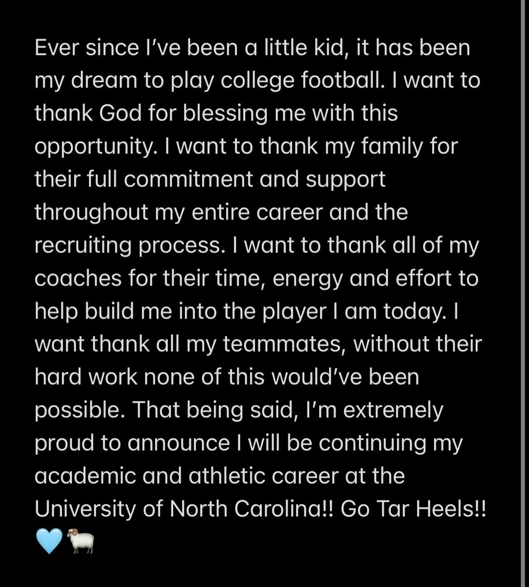 100% COMMITTED 🐏 #UNCommon @CoachMackBrown @CoachFKitchens @__alexwhite @julianrowecohen @UNCFootball @TNelson_9 @coachjimfarrell @Hersey_Football