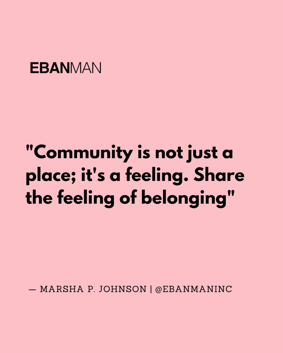 Marsha P. Johnson reminds us that community is a feeling. Let's share the feeling of belonging. 🌈❤️ #MarshaPJohnson #ShareBelonging #CommunityLove
Check out EBANMAN

#ebanman #blackgaymen #blackexcellence #lgbtselfcare #selfcarematters #Blackgaylove