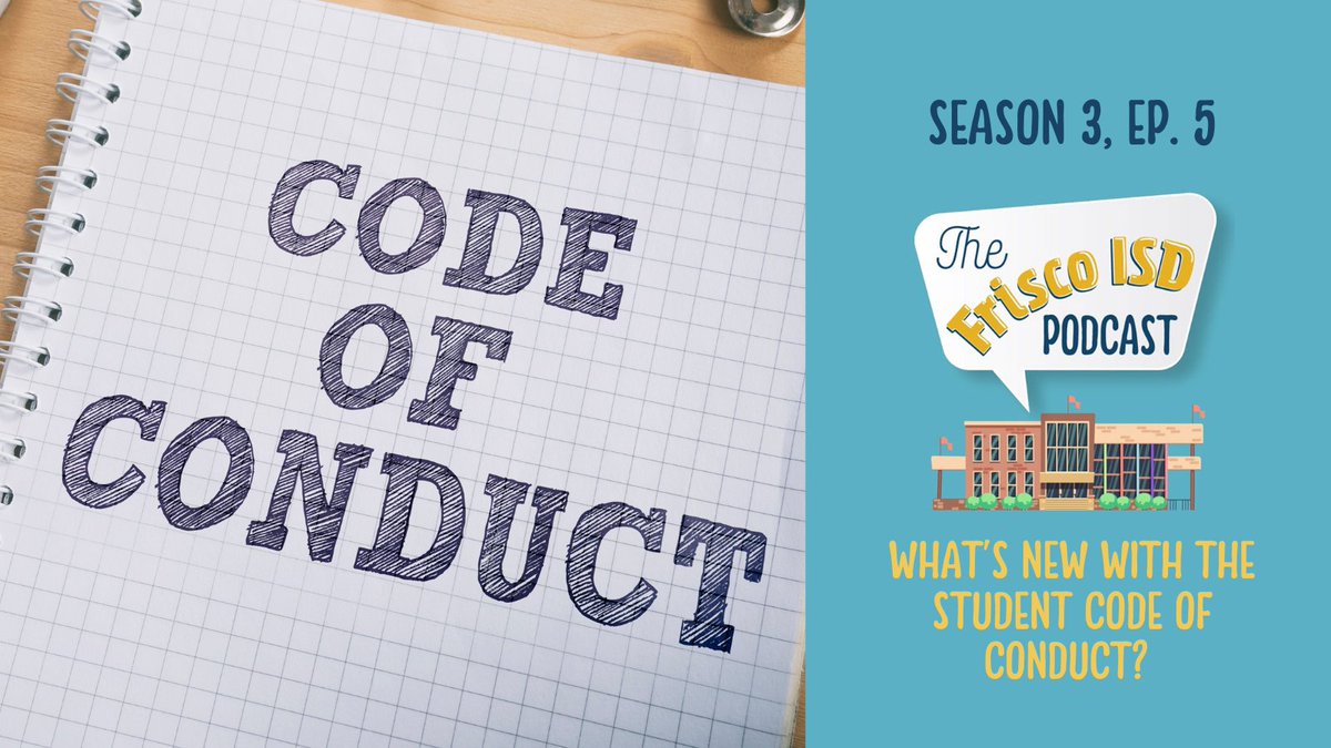 friscoisd's tweet photo. 🎙️ Are you caught up on the Frisco ISD Podcast? Listen to our latest episode discussing the changes to the student code of conduct for the 2023-24 school year: https://t.co/L1rY2ep359 https://t.co/NpScbOUYvS