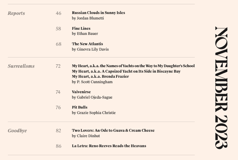 Out Wednesday.

Essays, poems and fiction from…
<a href="/ginevlily/">Ginevra Lily Davis</a> <a href="/monilaurasimone/">Monica Uszerowicz</a> Jordan Blumetti <a href="/borywrites/">Andrew Boryga</a> @cunningpscott <a href="/graziemana/">Grazie Sophia Christie</a> @hadeejasouffle @ebaueri Claire Dinhut @amiaminative <a href="/_lexeco/">Alexa Eve Economacos</a> and more.