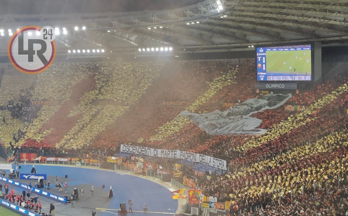 LAROMA24's tweet photo. 🫀 DISCENDENTI DI MARTE, PADRONI DELLA STORIA

💛🧡❤️ #curvasud 

#Derby #Lazio #asroma 🟡🟠🔴 https://t.co/3eFI6bnv7I