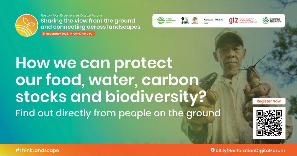 🌳 How can we restore degraded ecosystems through local solutions?

Get inspired and learn from success stories from around the world at the Restoration Experiences Digital Forum on 21 Nov.

🔗 Register now for this FREE online live stream: bit.ly/RestorationDig…
#ThinkLandscape