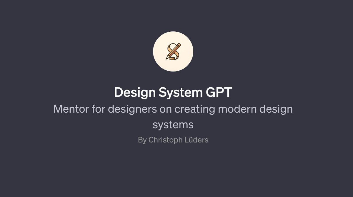 Introducing my custom #ChatGPT for building #DesignSystems (exclusively for Chat GPT Plus users).

This AI guide is your ally in developing comprehensive design frameworks. 

Check it out now: chat.openai.com/g/g-8u9Czsvx9-…